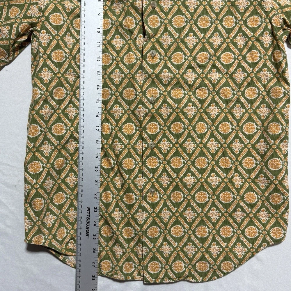 Vintage Banana Republic Safari Travel Botanical Print Shirt XS 80s Green Cotton